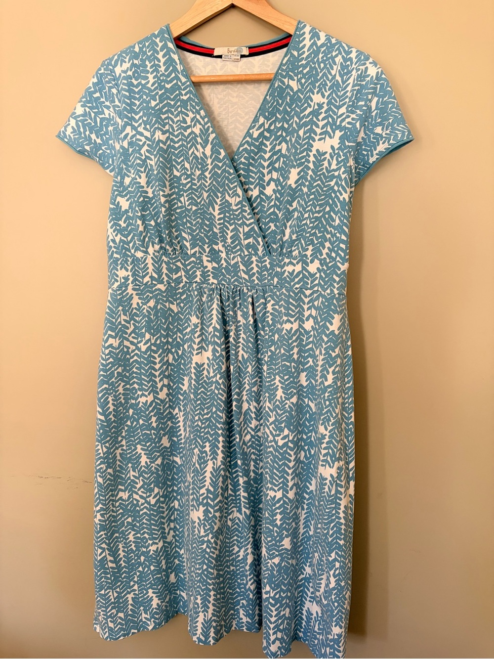Boden Blue and White Patterned Midi Dress